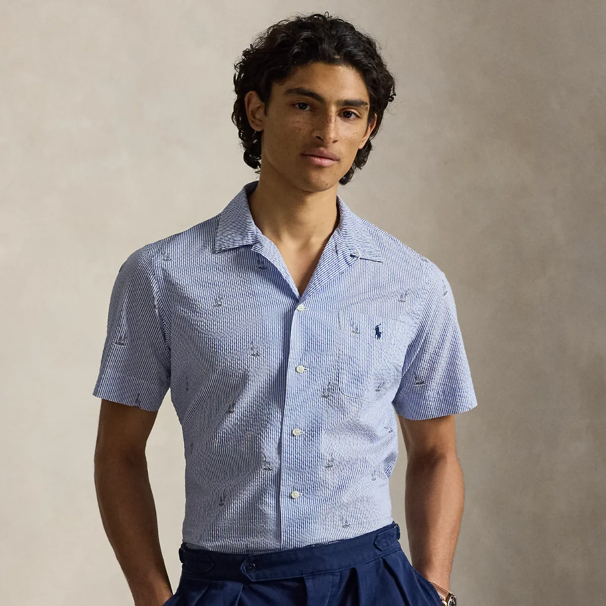 Classic Fit Sailboat Seersucker Shirt by Ralph Lauren