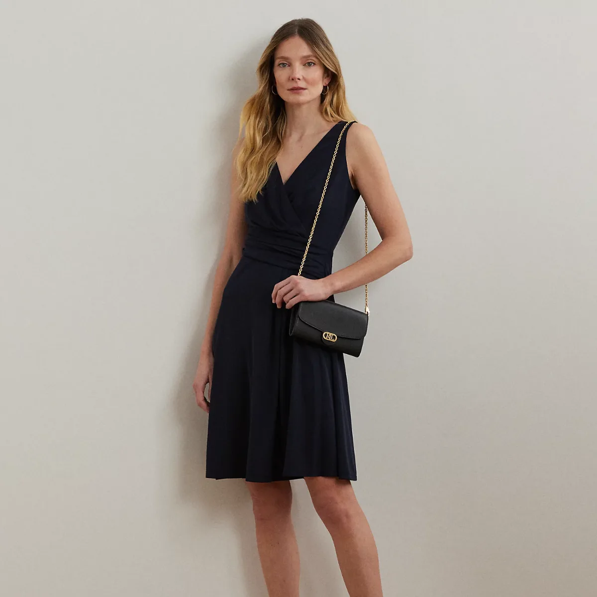 Surplice Jersey Sleeveless Dress by Ralph Lauren