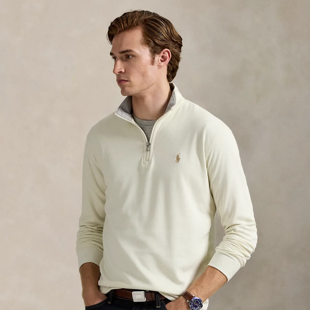 Luxury Jersey Quarter-Zip Pullover by Ralph Lauren