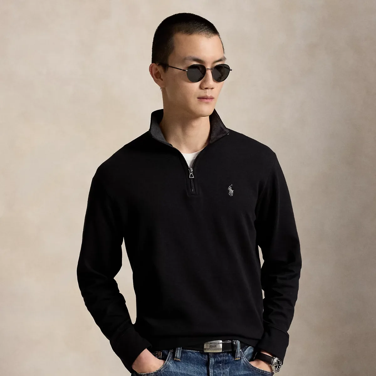 Luxury Jersey Quarter-Zip Pullover by Ralph Lauren