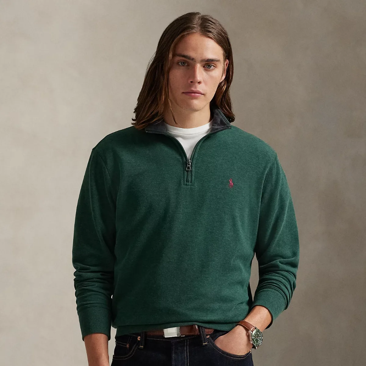 Luxury Jersey Quarter-Zip Pullover by Ralph Lauren