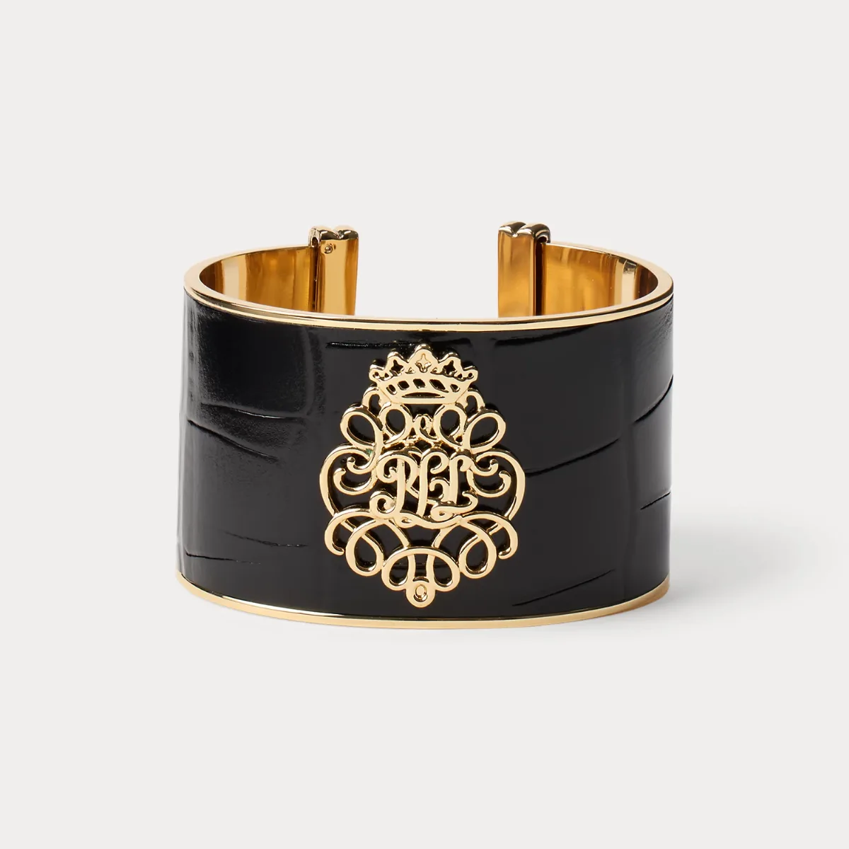 Gold-Plated Logo Leather Cuff Bracelet by Ralph Lauren