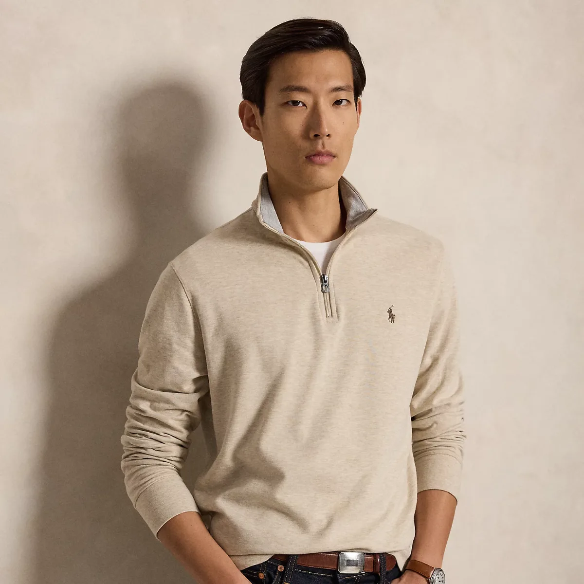 Luxury Jersey Quarter-Zip Pullover by Ralph Lauren