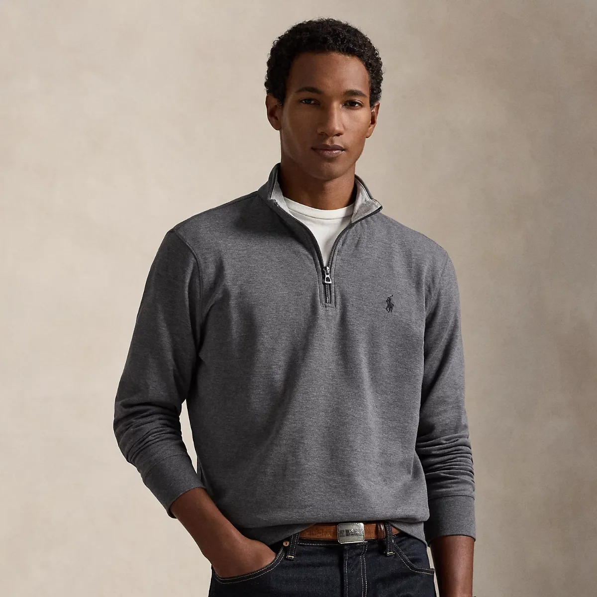 Luxury Jersey Quarter-Zip Pullover by Ralph Lauren