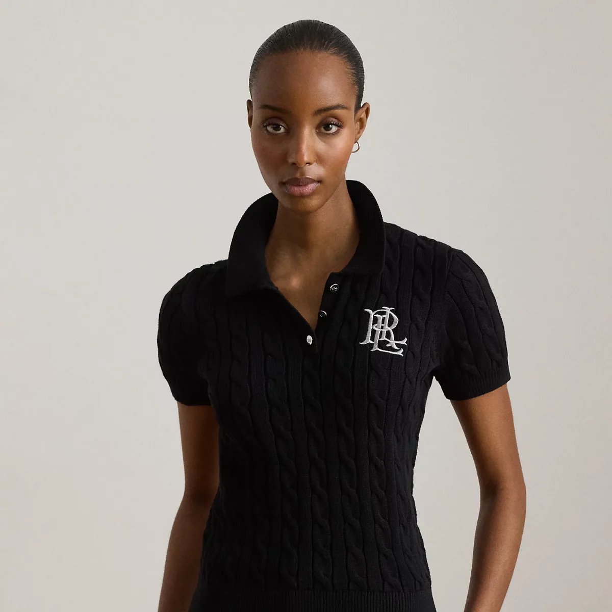 Cable-Knit Cotton Polo Sweater by Ralph Lauren