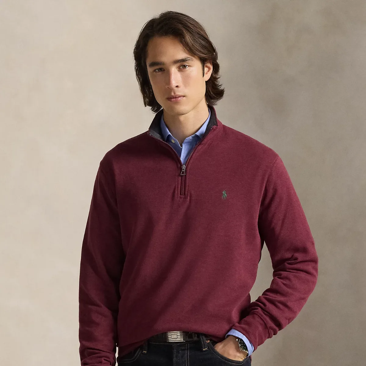 Luxury Jersey Quarter-Zip Pullover by Ralph Lauren