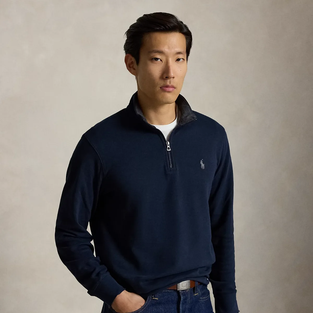 Luxury Jersey Quarter-Zip Pullover by Ralph Lauren