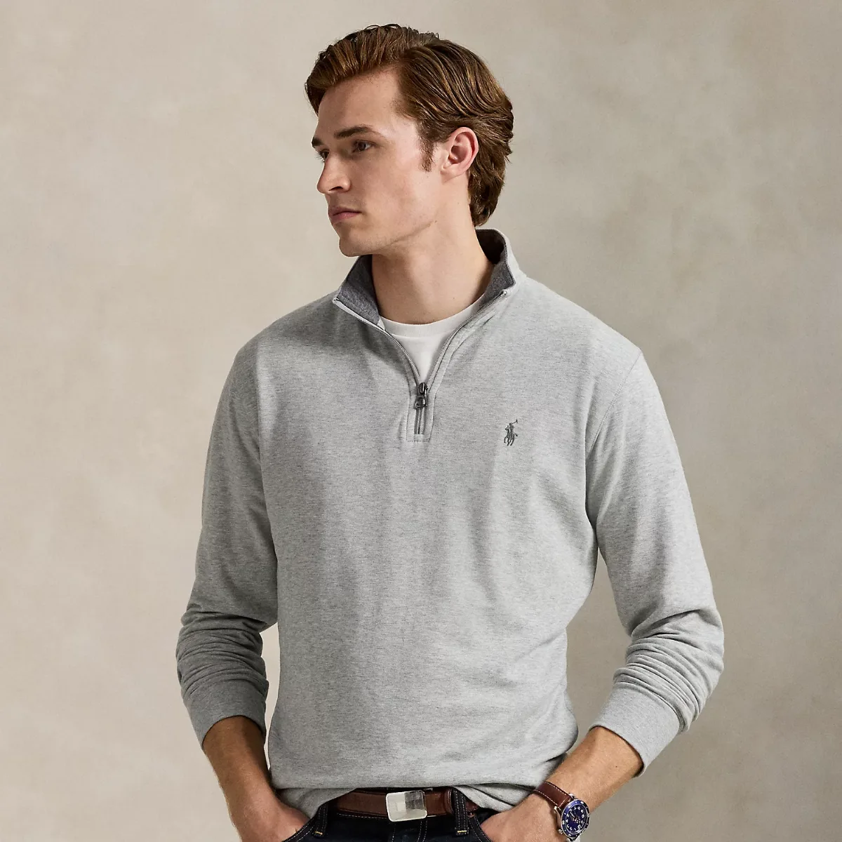 Luxury Jersey Quarter-Zip Pullover by Ralph Lauren