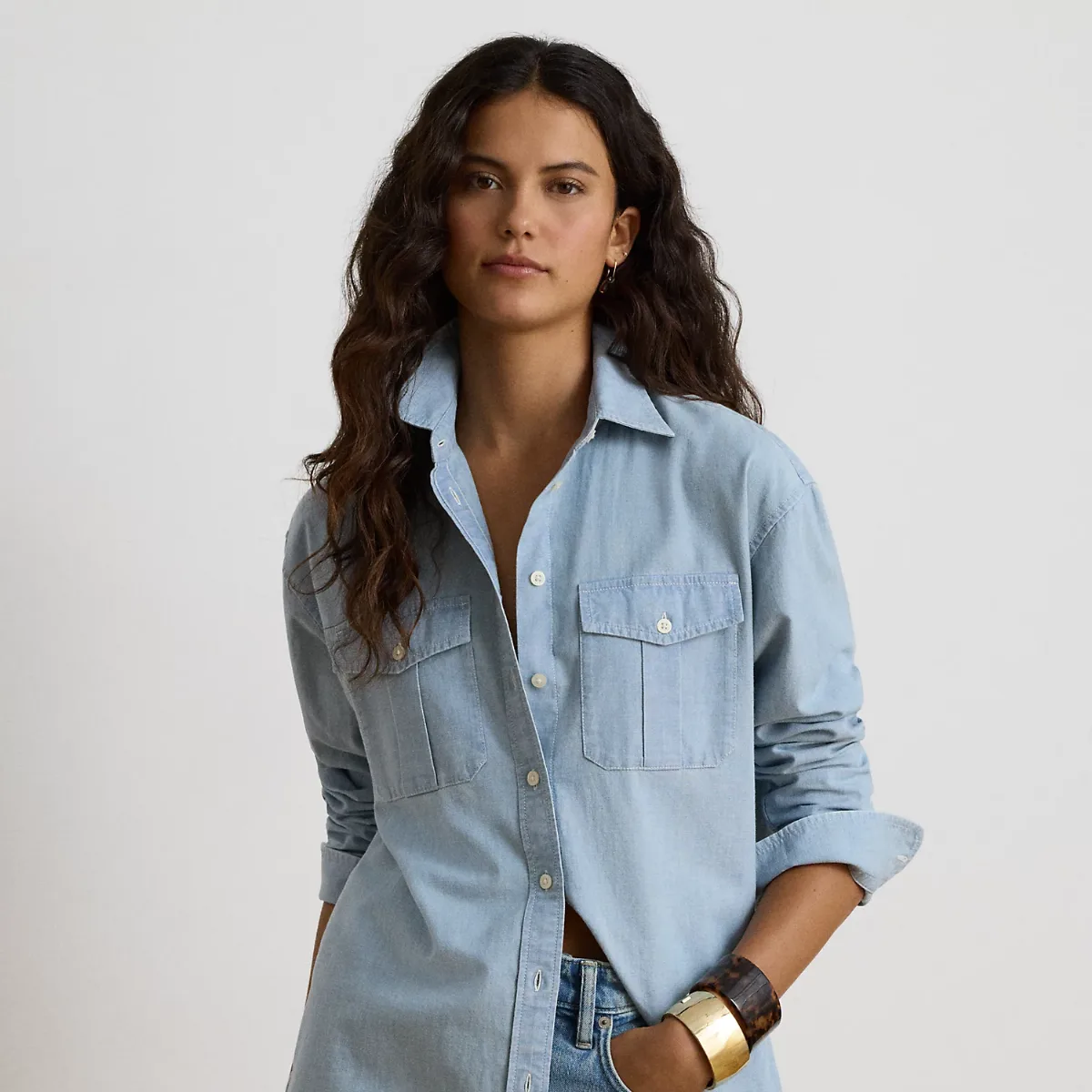 Relaxed Fit Cotton Chambray Shirt by Ralph Lauren