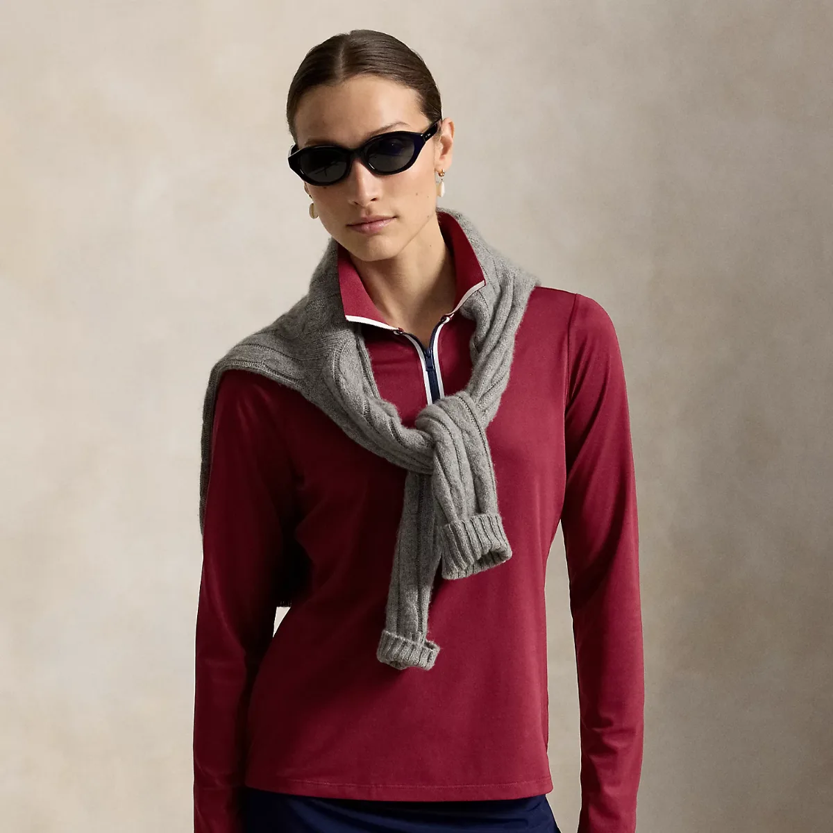 Quarter-Zip Long-Sleeve Polo Shirt by Ralph Lauren