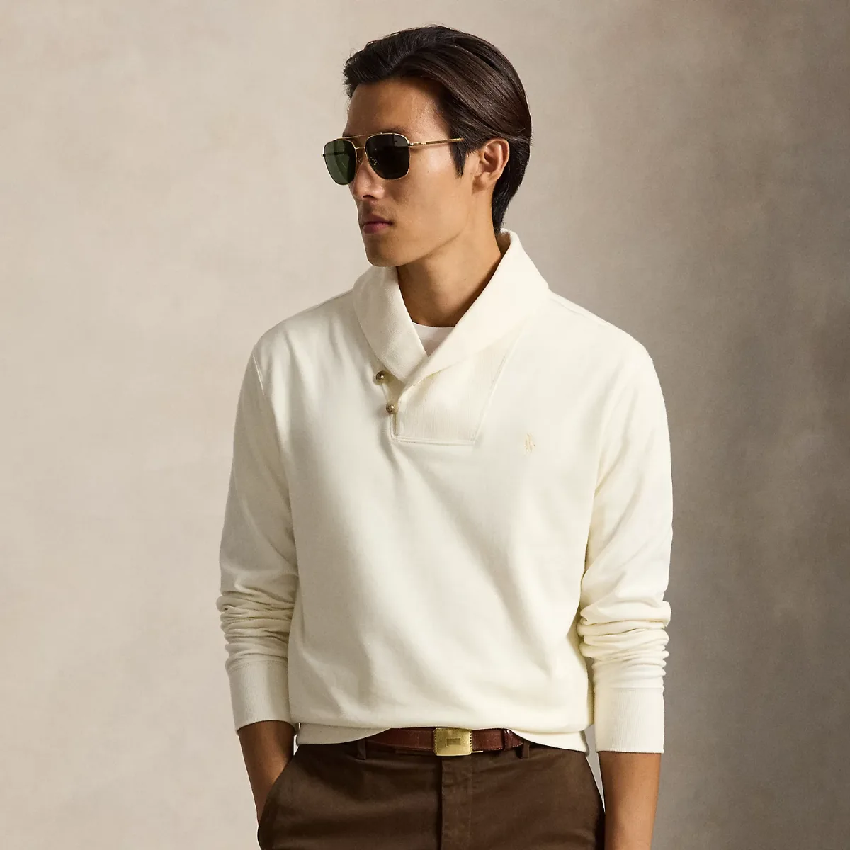 Luxury Jersey Shawl-Collar Pullover by Ralph Lauren
