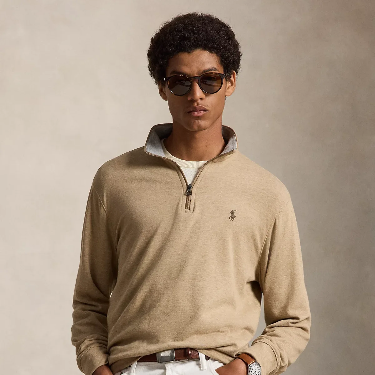 Luxury Jersey Quarter-Zip Pullover by Ralph Lauren