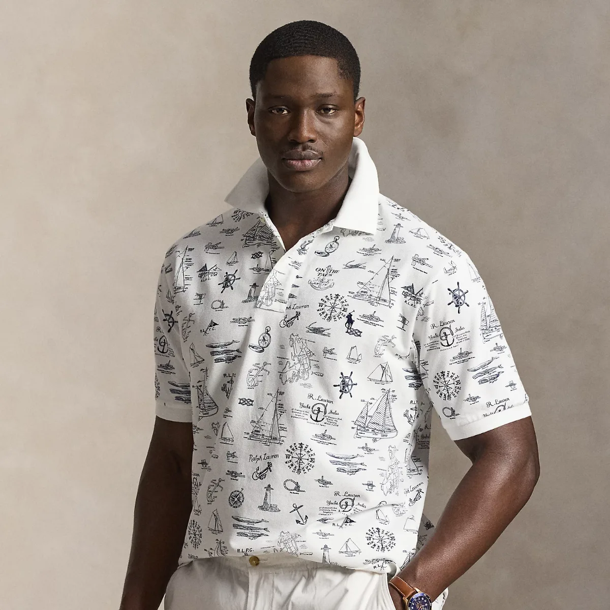 Nautical-Print Mesh Polo Shirt by Ralph Lauren