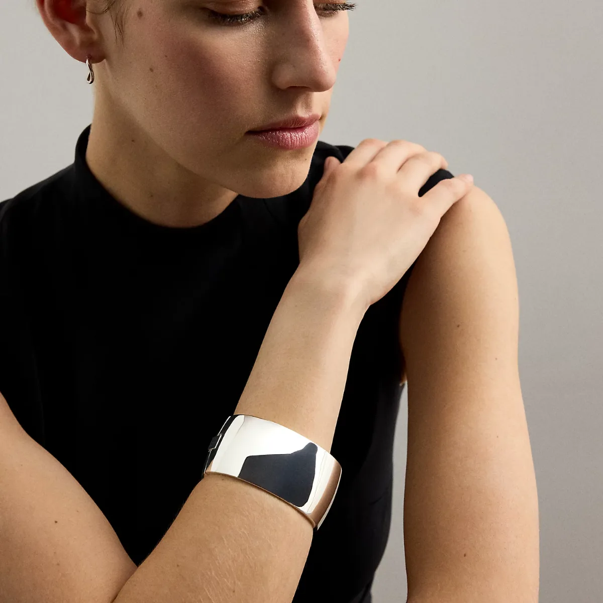 Silver-Plated Wide Hinge Bangle