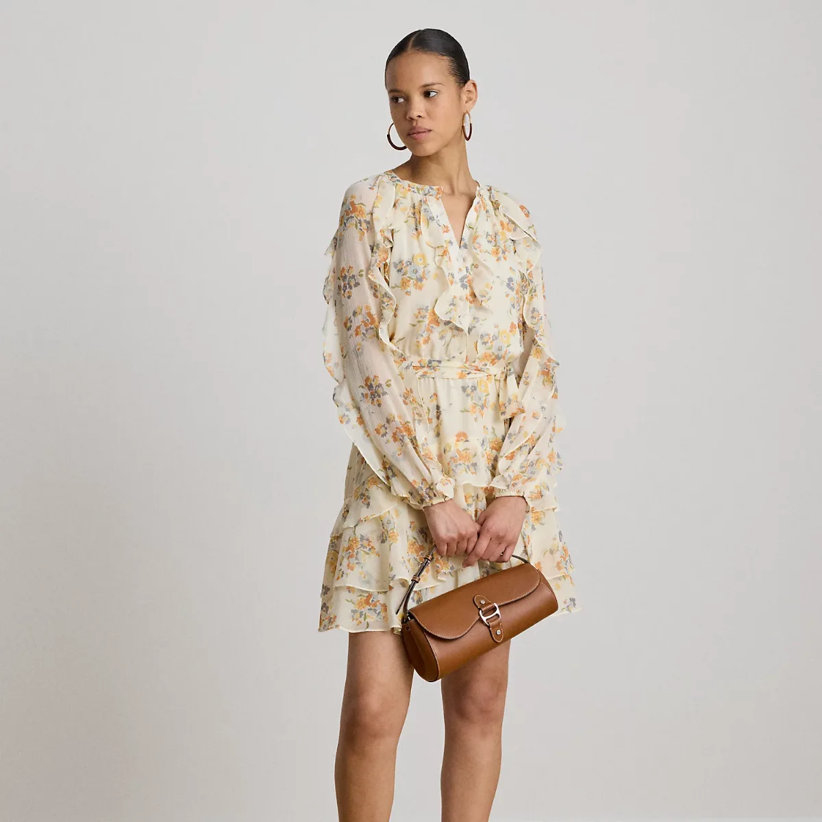Floral Ruffle-Trim Tiered Dress by Ralph Lauren
