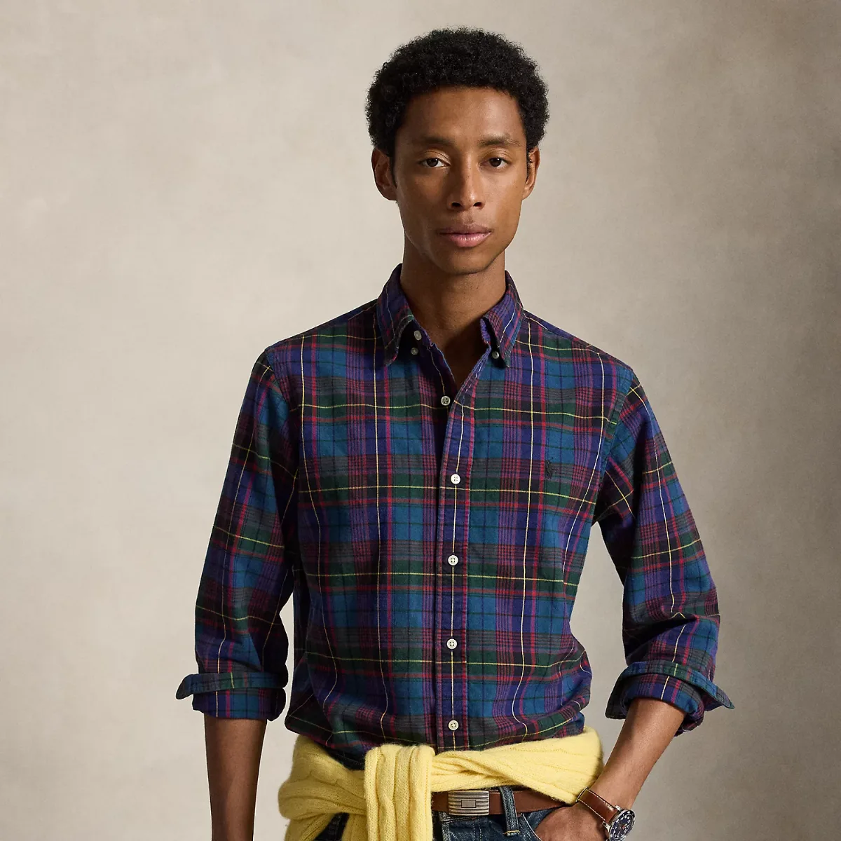 Classic Fit Plaid Brushed Oxford Shirt