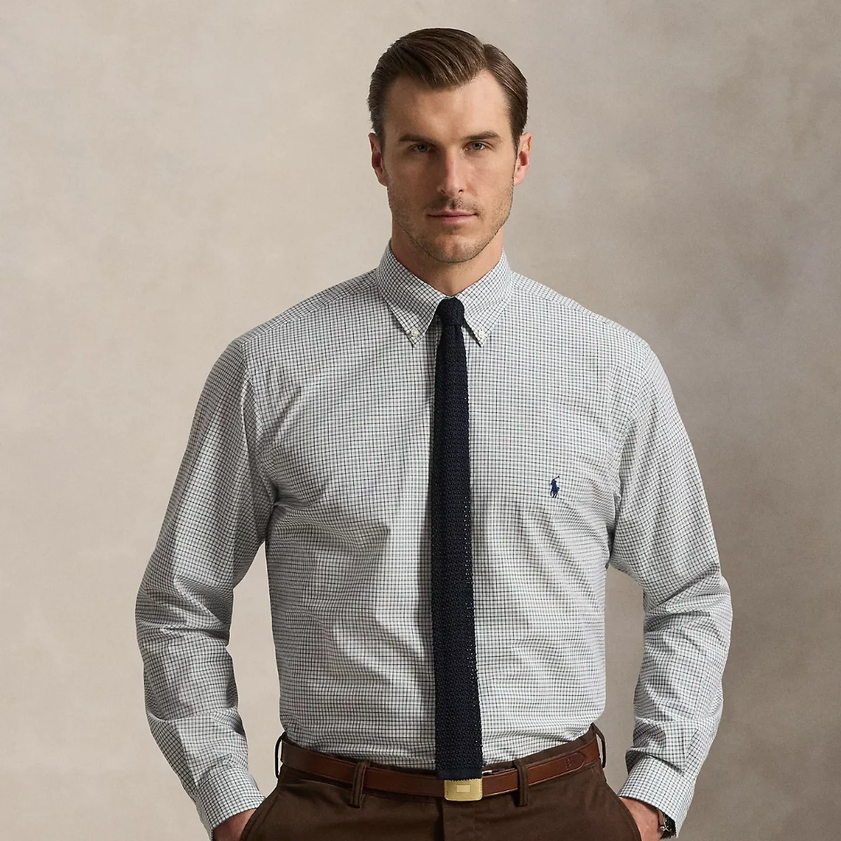 Checked Stretch Poplin Shirt by Ralph Lauren