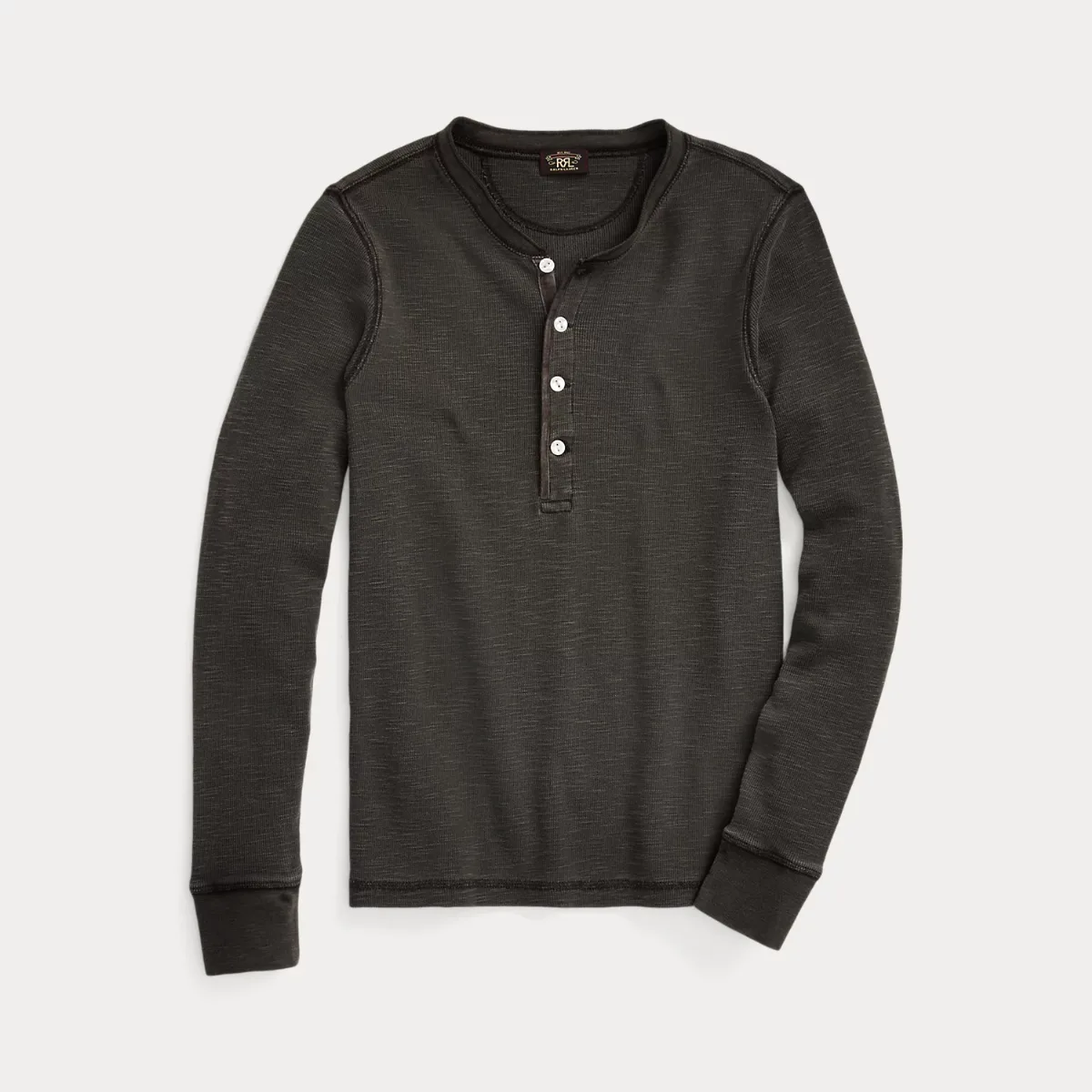 Stretch Cotton Jacquard Waffle Henley by Ralph Lauren
