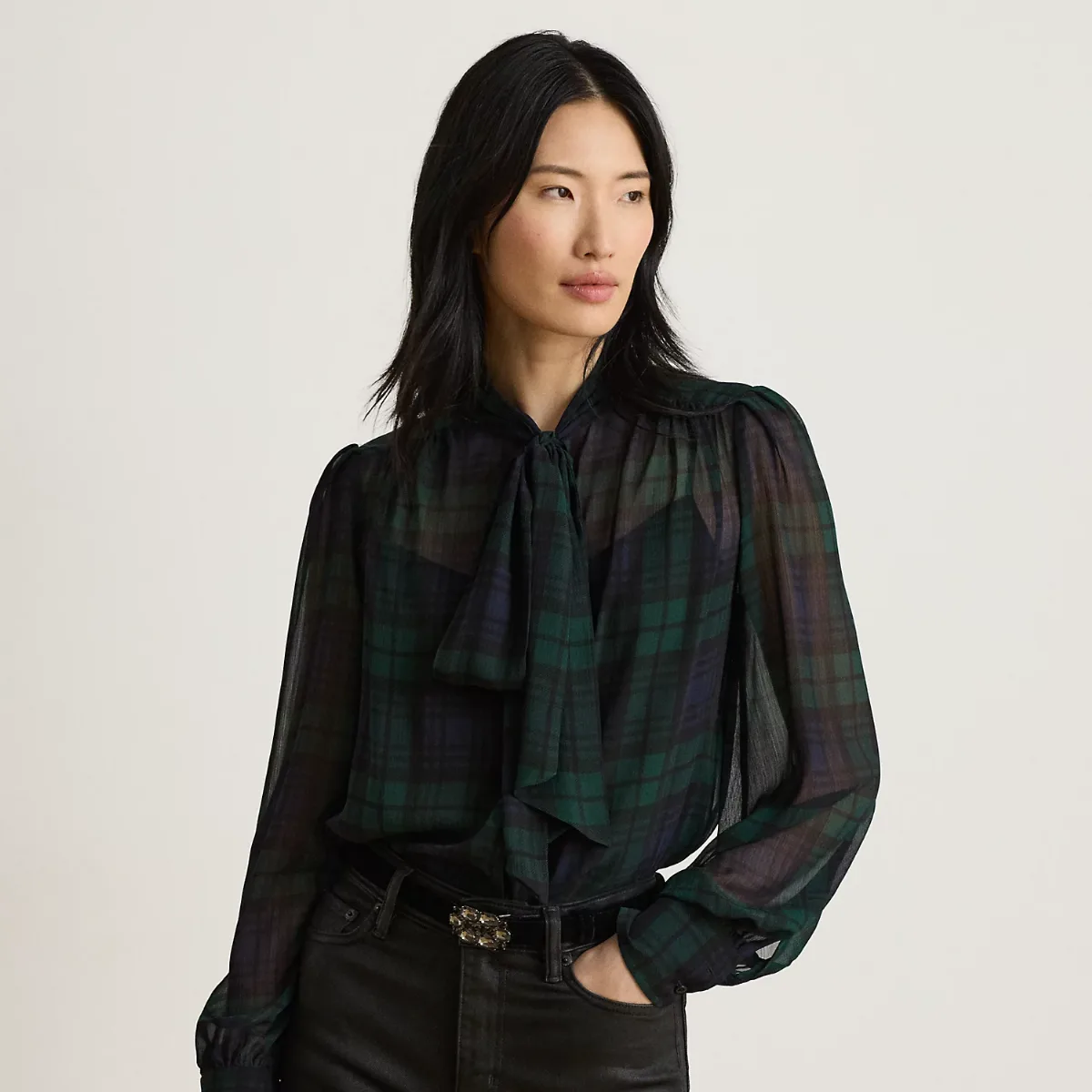 Watch Georgette Tie-Neck Blouse by Ralph Lauren
