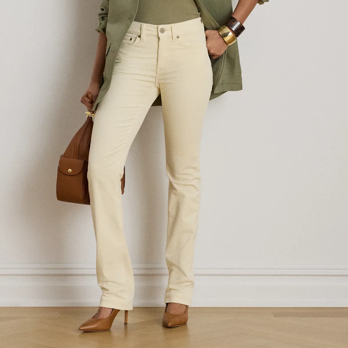 Mid-Rise Corduroy Slim Straight Pant by Ralph Lauren
