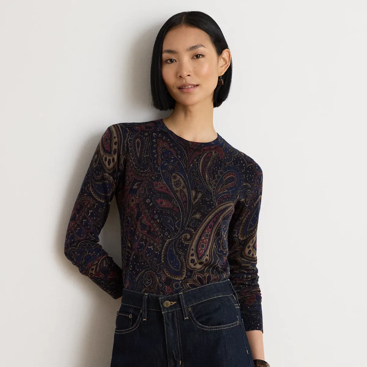 Paisley Cotton-Modal Sweater by Ralph Lauren
