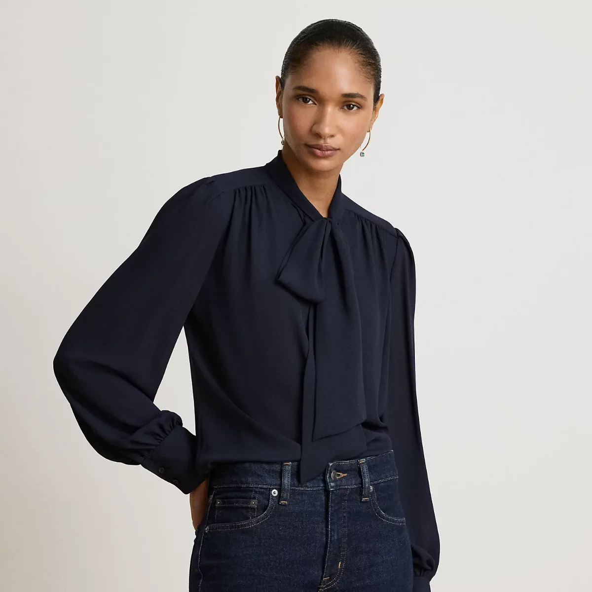 Georgette Tie-Neck Blouse by Ralph Lauren