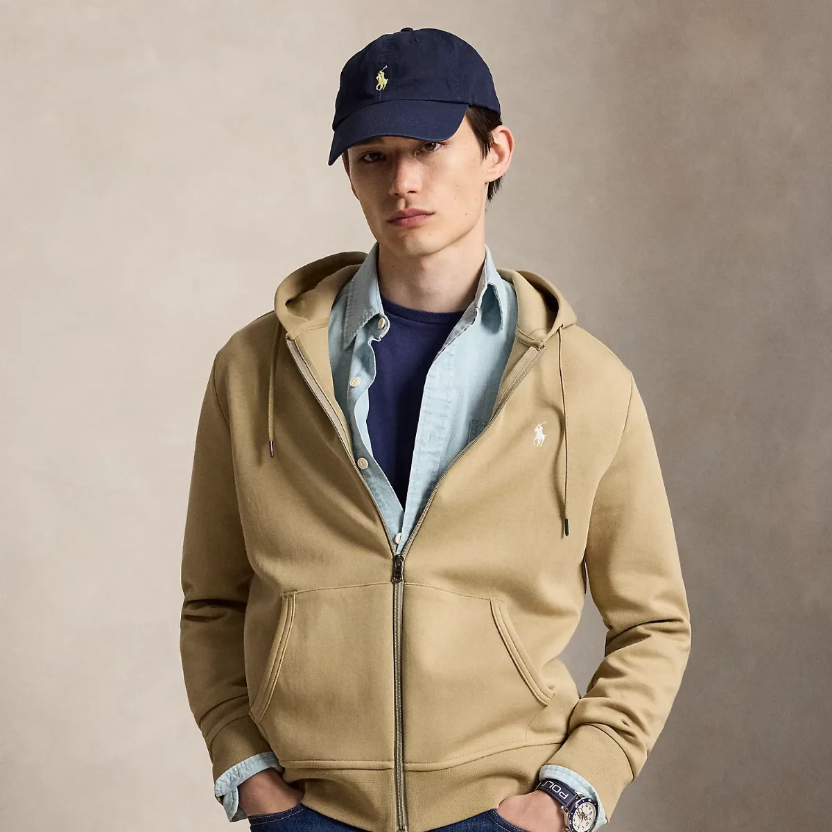 Double-Knit Full-Zip Hoodie by Ralph Lauren