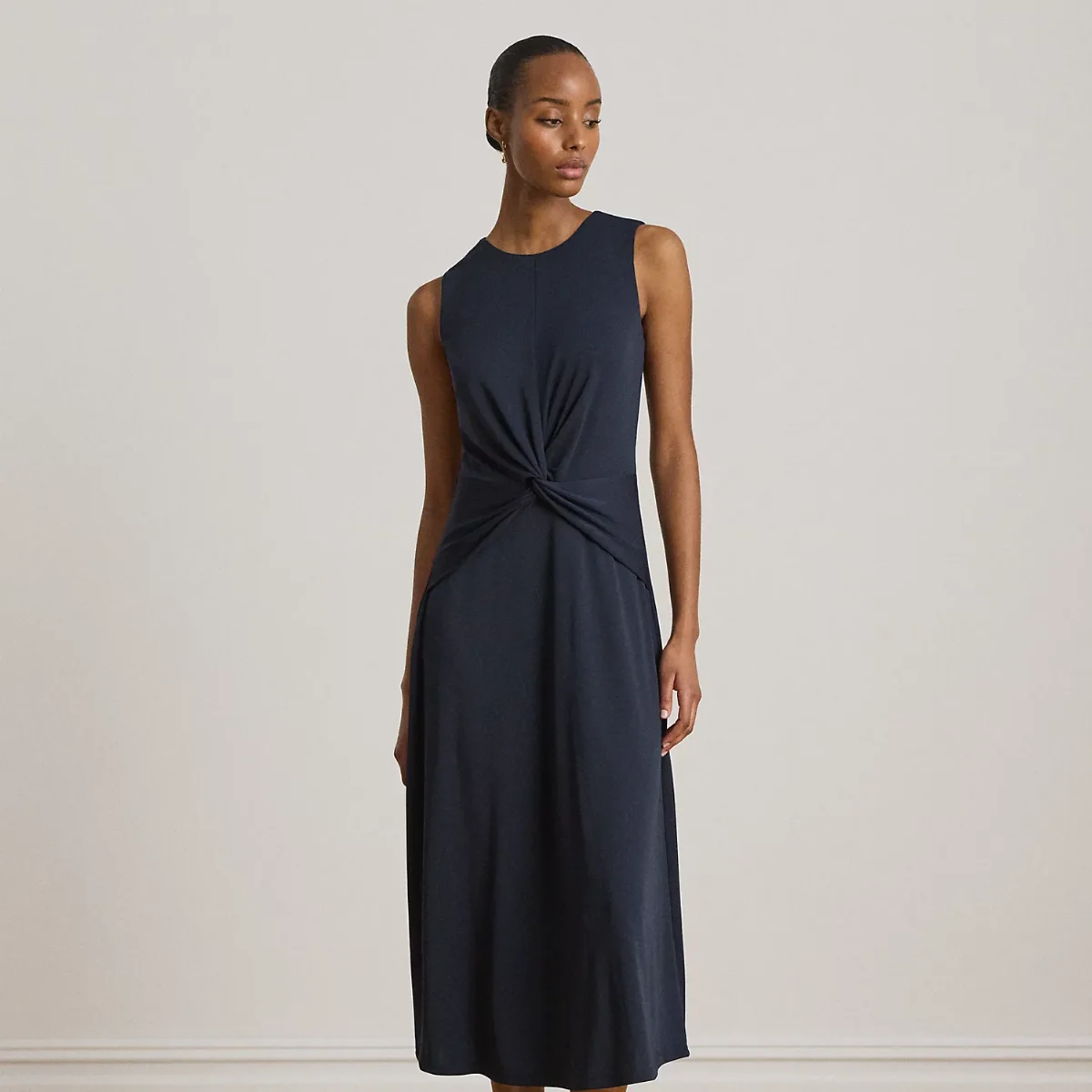Twist-Front Jersey Sleeveless Dress