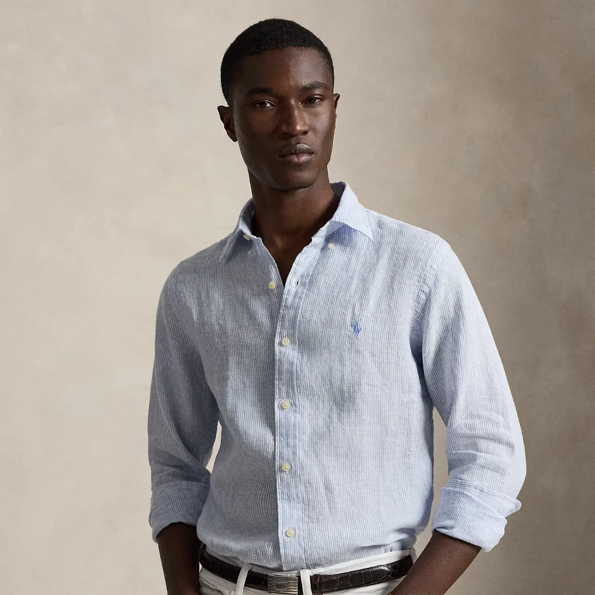 Classic Fit Striped Linen Shirt by Ralph Lauren
