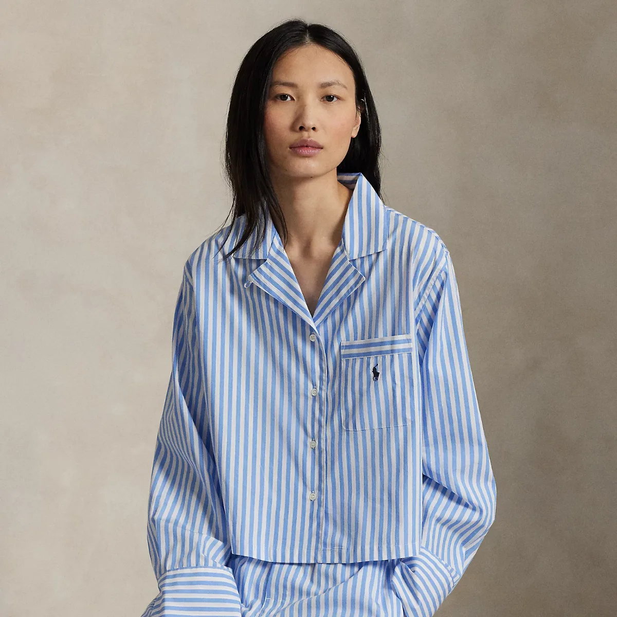 Crop Top & Boxer Poplin Pajama Set by Ralph Lauren
