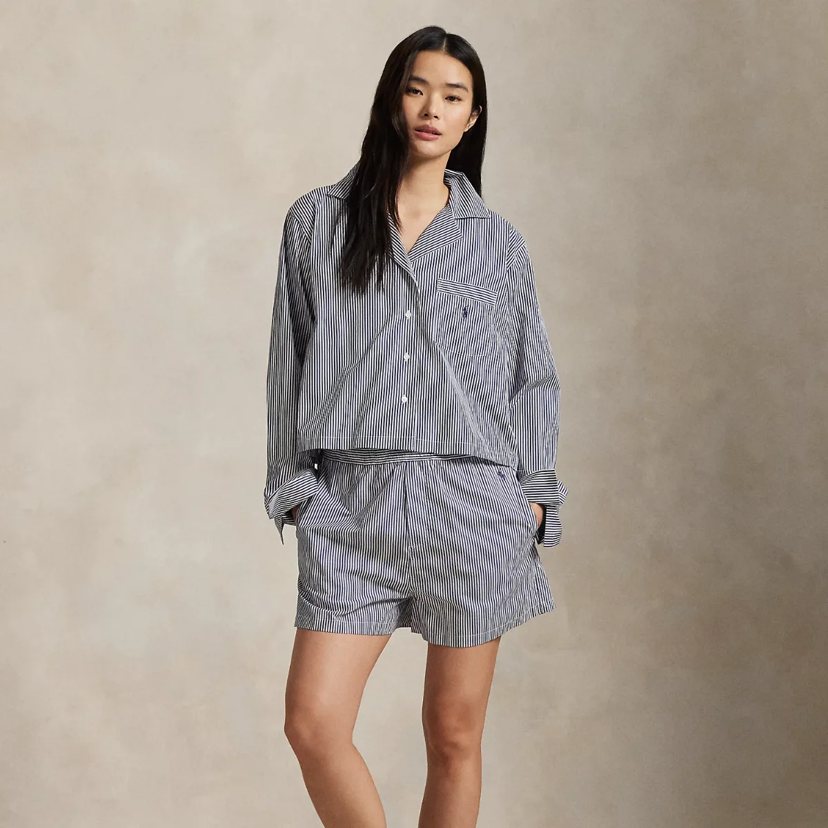 Crop Top & Boxer Poplin Pajama Set