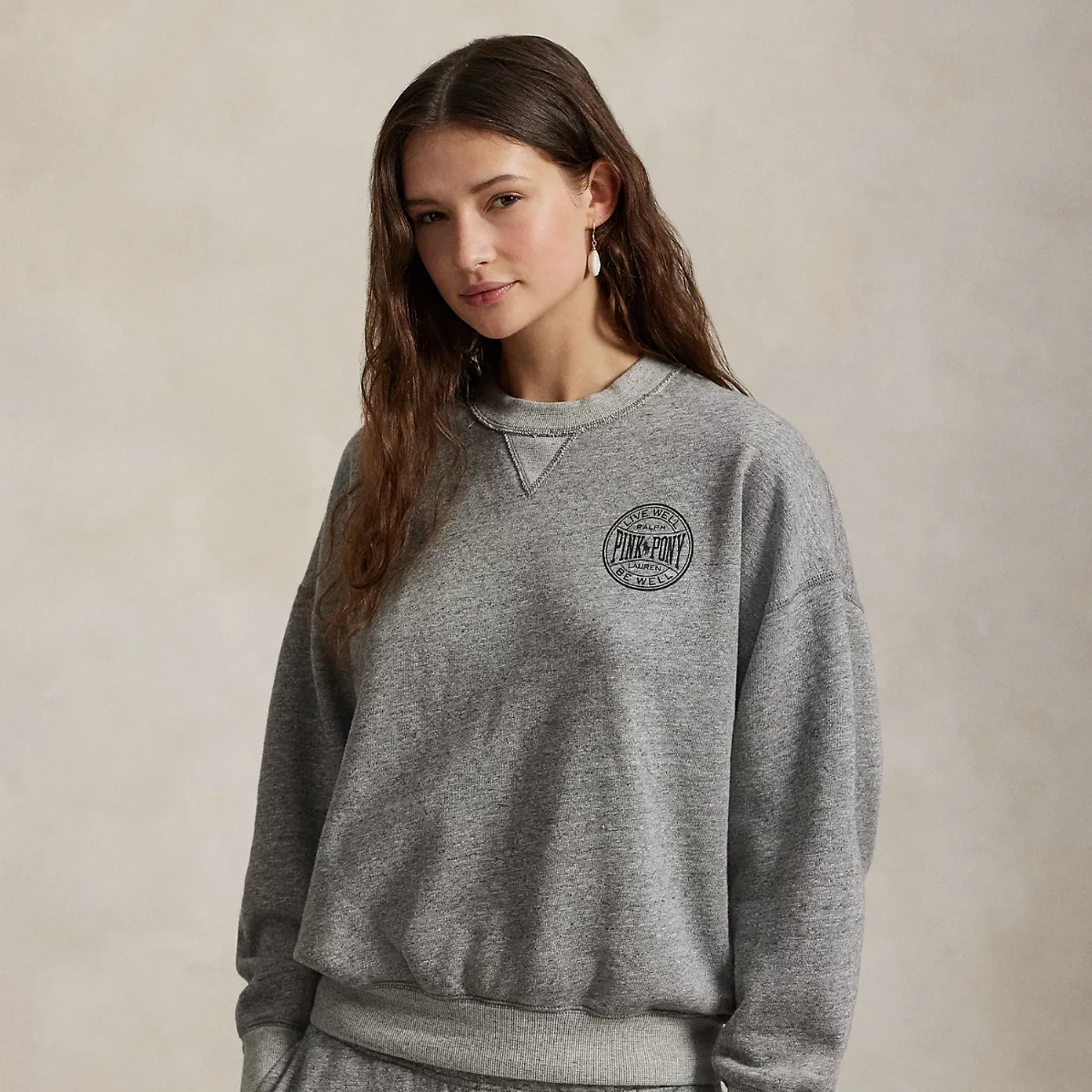 Pink Pony Logo Fleece Crewneck by Ralph Lauren