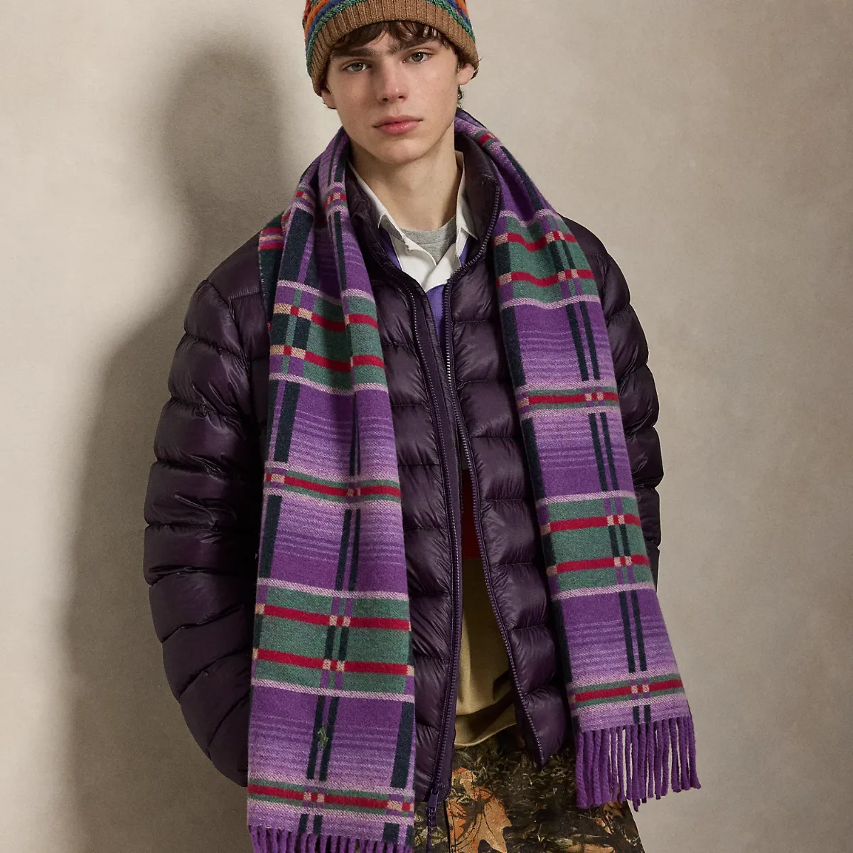 Plaid Wool-Blend Jacquard Scarf by Ralph Lauren