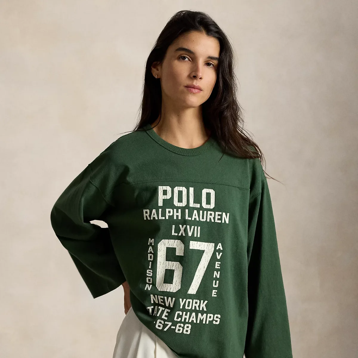 Graphic Logo Cotton Jersey Crewneck by Ralph Lauren