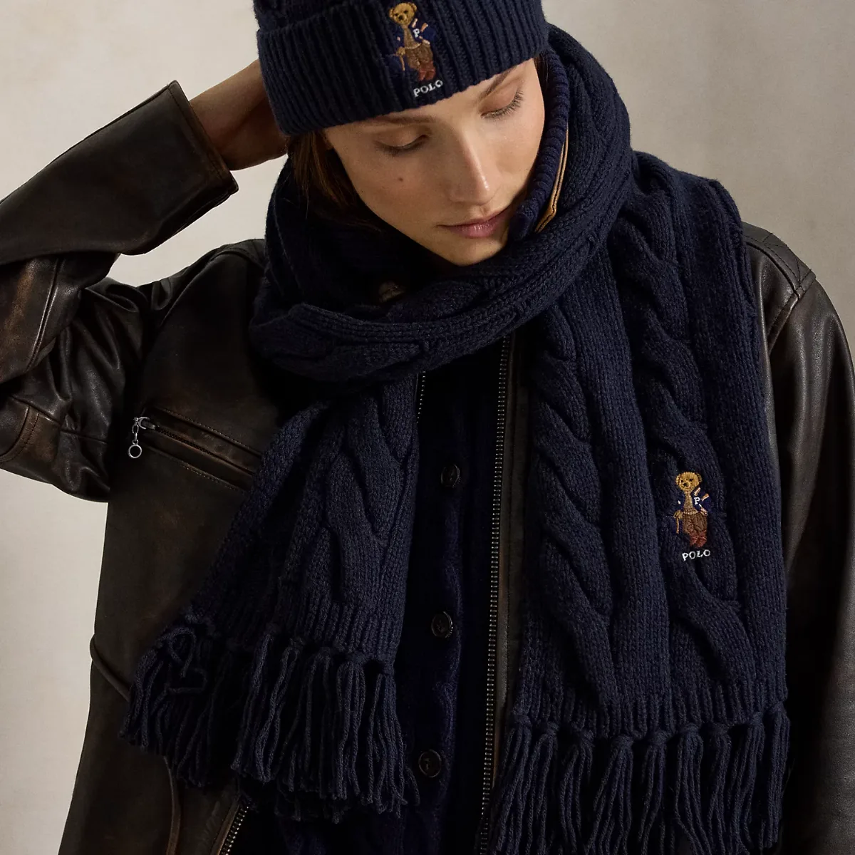 Polo Bear Cable-Knit Scarf by Ralph Lauren