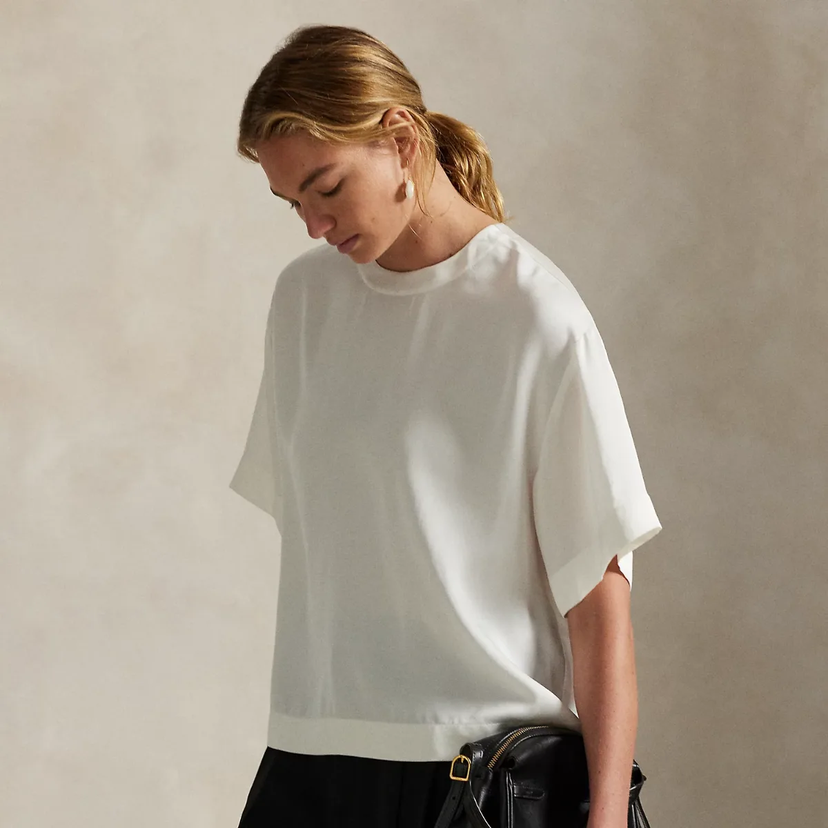 Oversize Satin Tee by Ralph Lauren