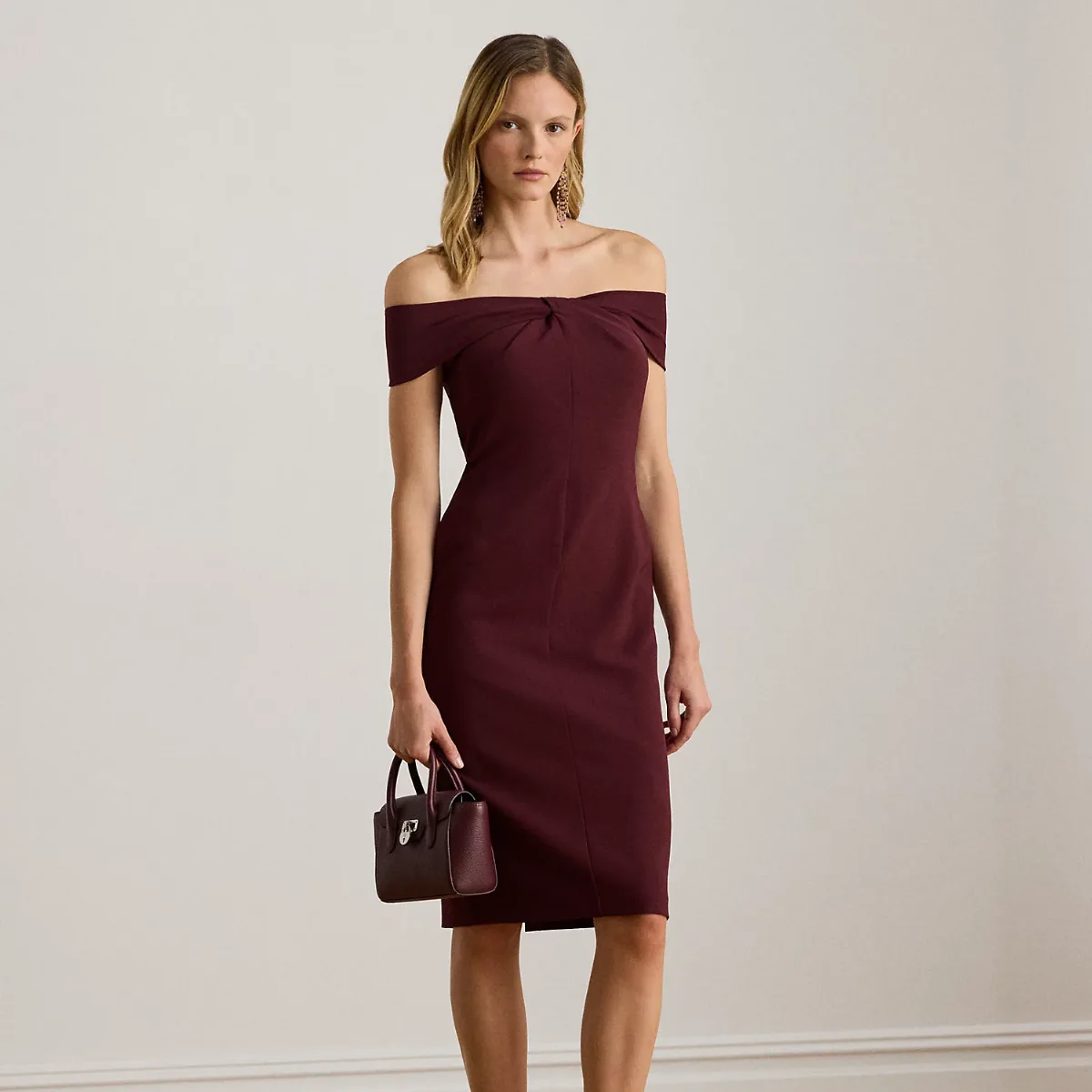 Twist-Front Crepe Cocktail Dress by Ralph Lauren