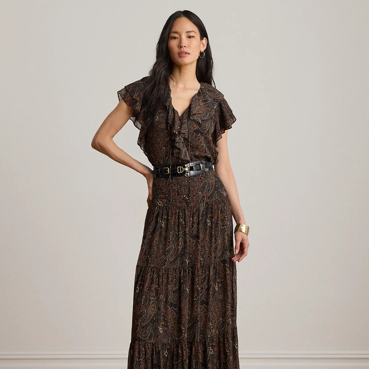 Paisley Georgette Tiered Maxiskirt by Ralph Lauren