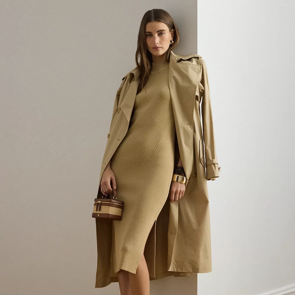 Ribbed Sleeveless Mockneck Sweater Dress by Ralph Lauren