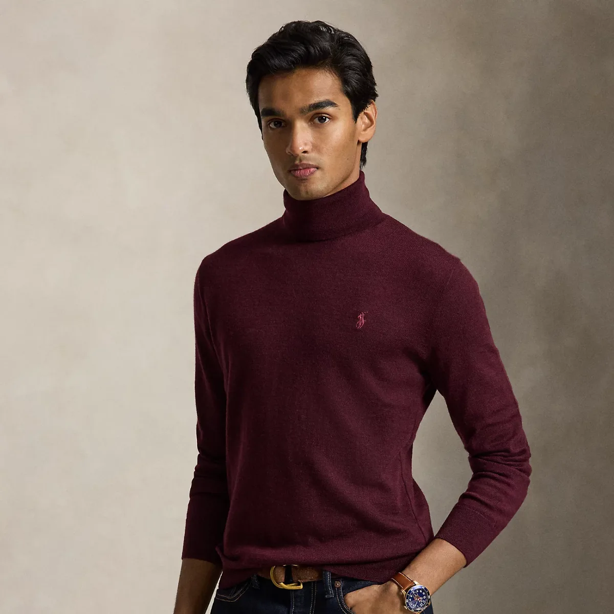 Washable Wool Turtleneck Sweater
