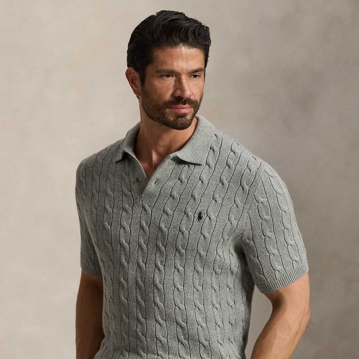 Cable-Knit Cotton Polo Sweater by Ralph Lauren