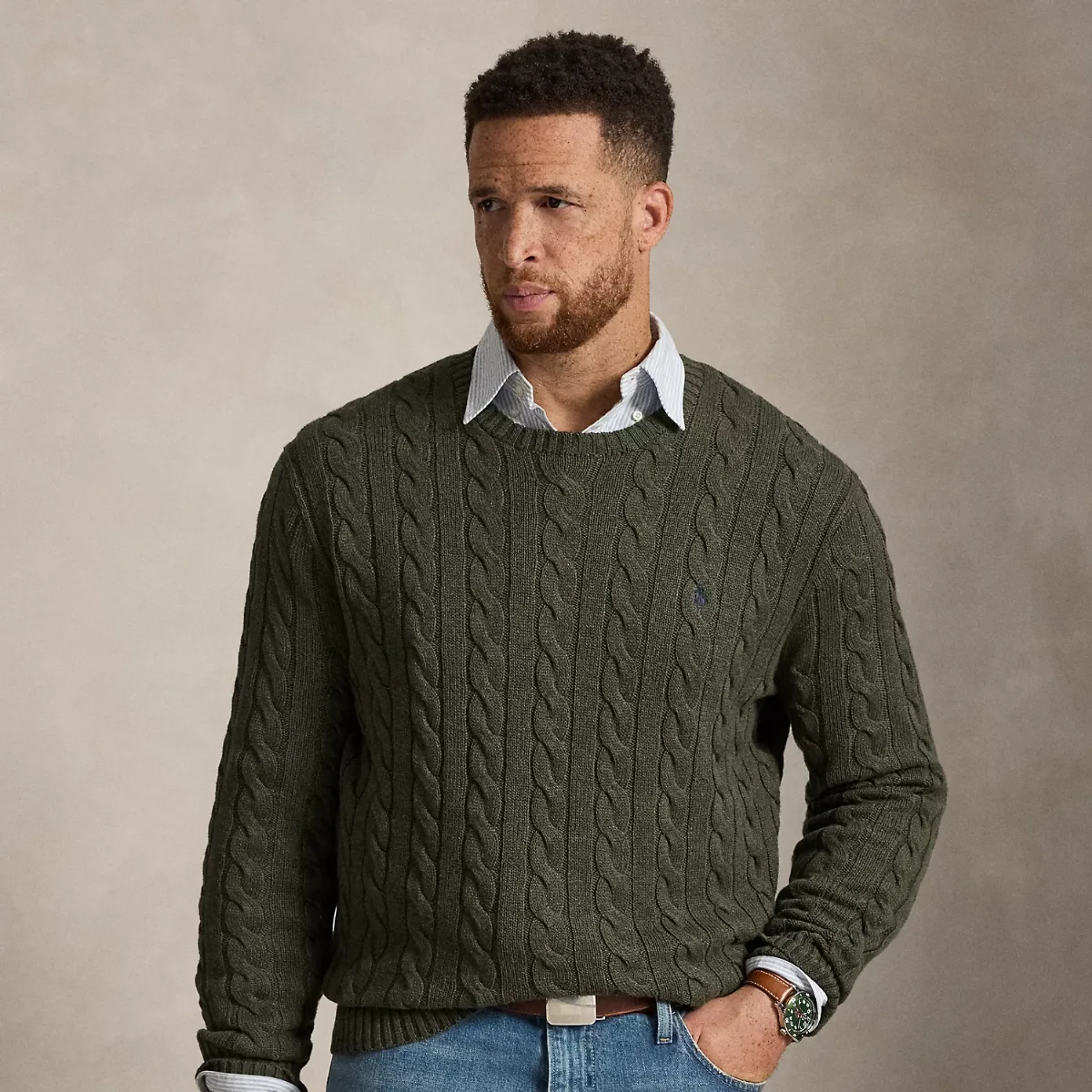 Cable-Knit Cotton Sweater