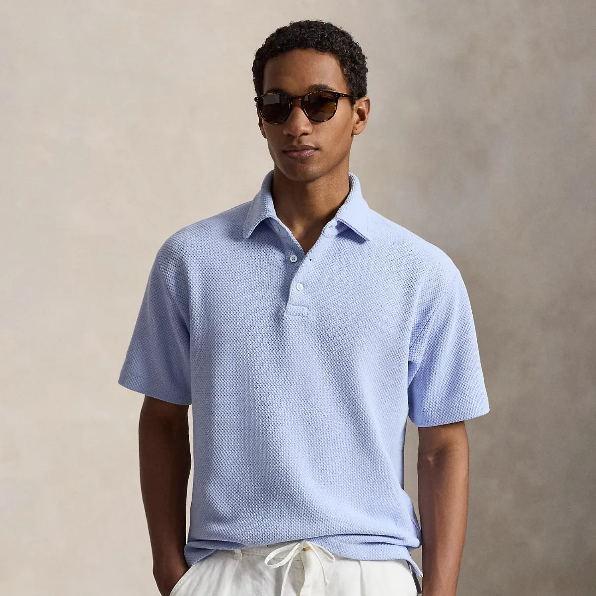 Standard Fit Textured Piqué Polo Shirt by Ralph Lauren