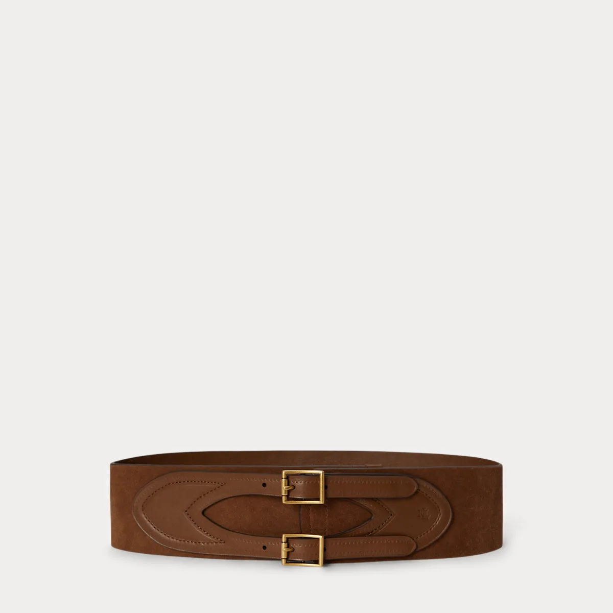 Suede & Leather Double-Buckle Wide Belt by Ralph Lauren