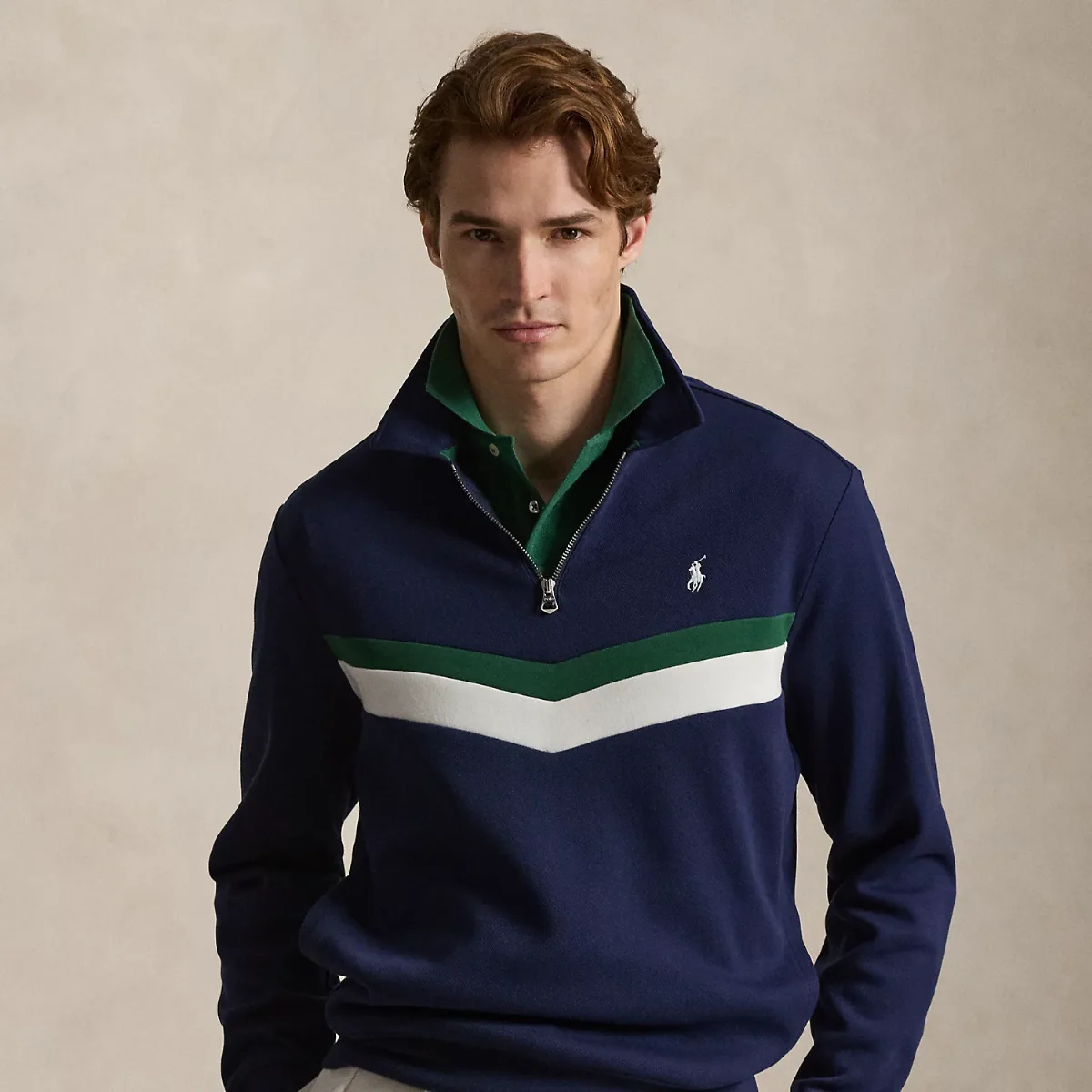 Double-Knit Quarter-Zip Sweatshirt by Ralph Lauren