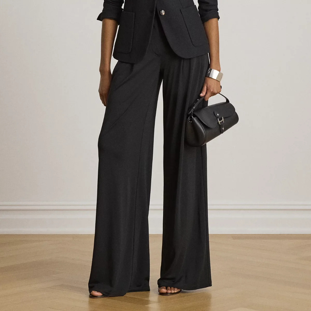 Pleated Stretch Jersey Wide-Leg Pant by Ralph Lauren