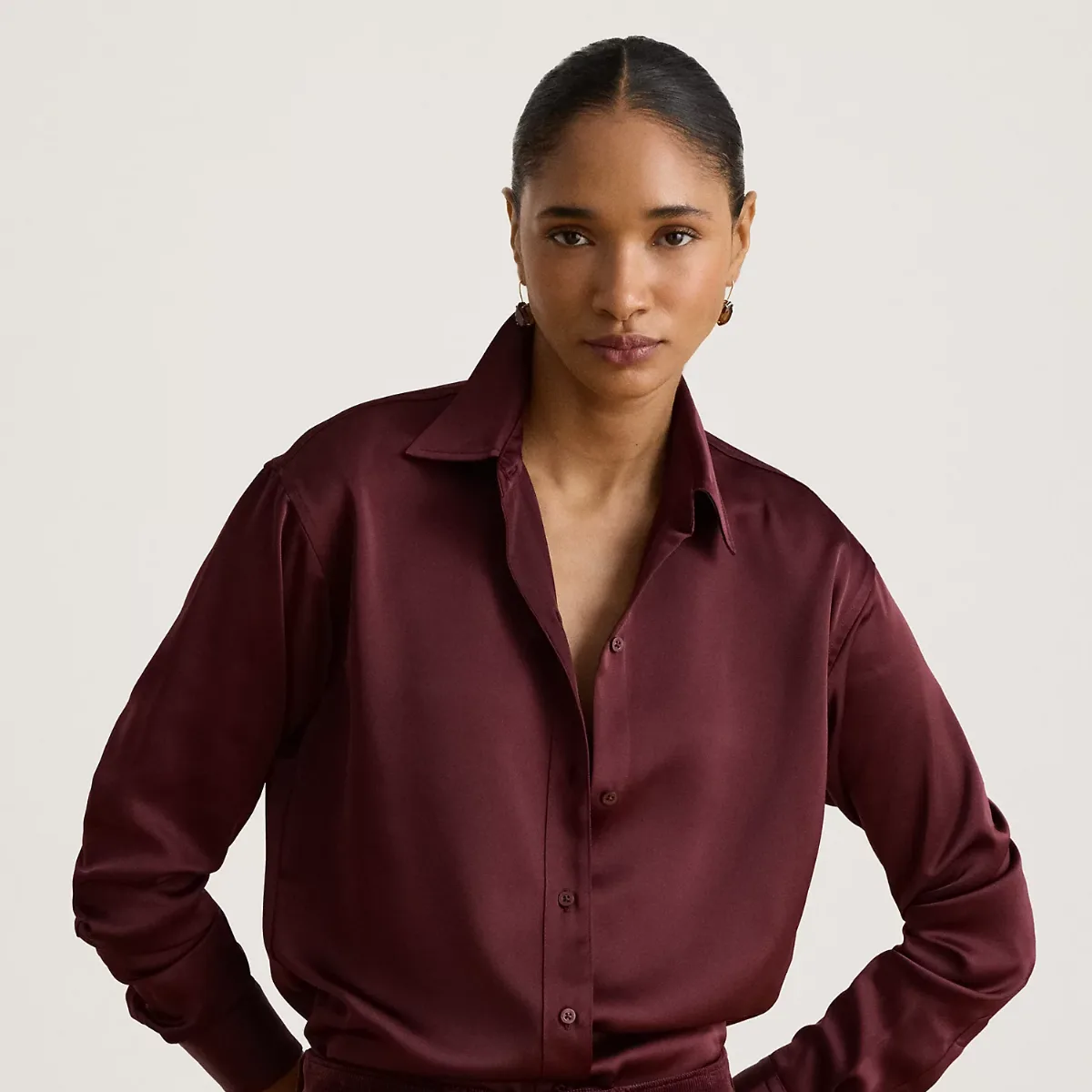 Relaxed Fit Satin Charmeuse Shirt by Ralph Lauren