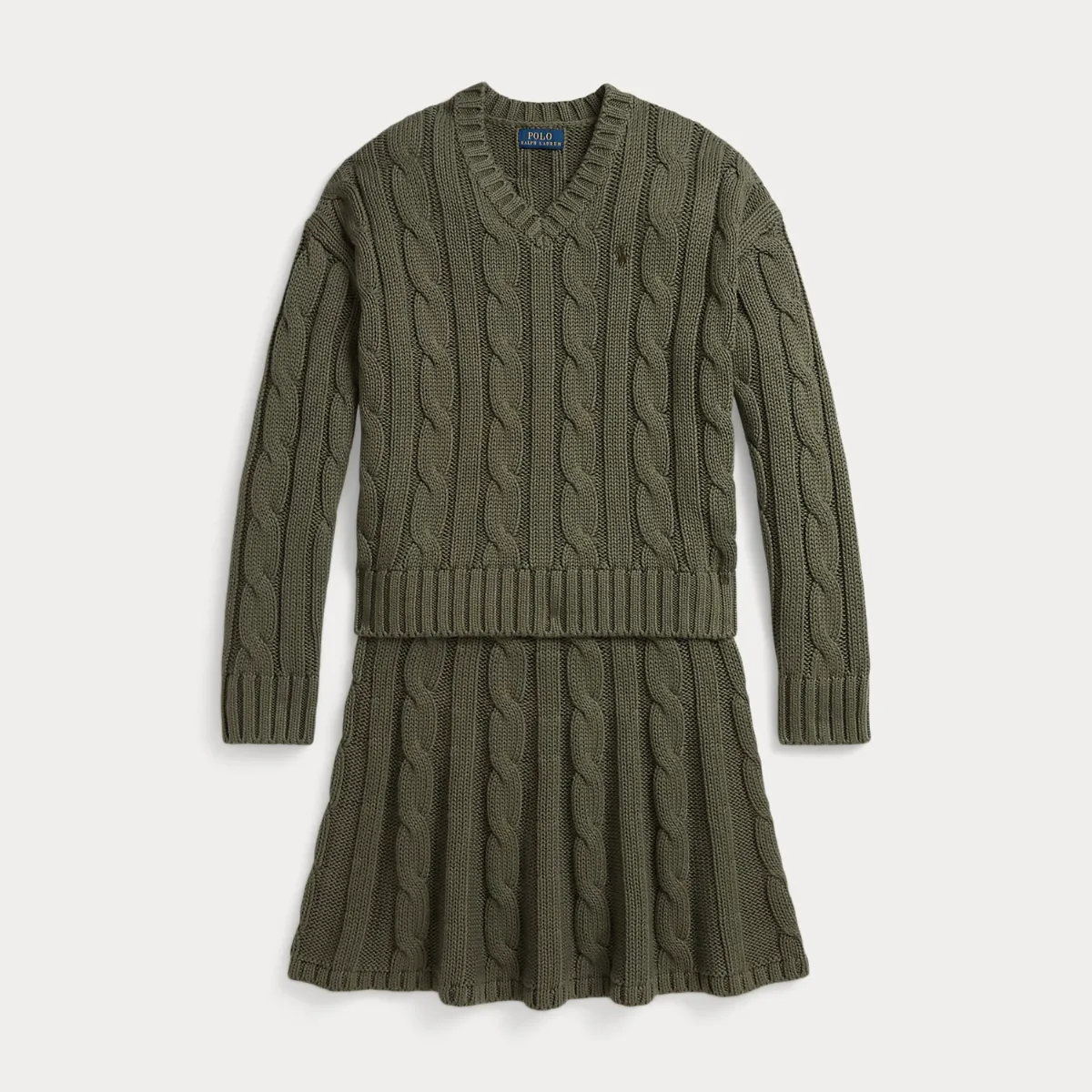 Cable-Knit Cotton Sweater & Skirt Set by Ralph Lauren