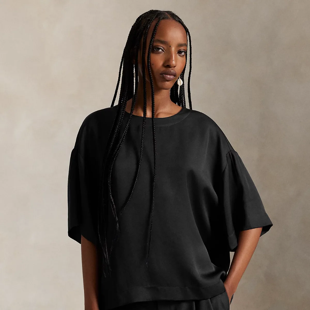 Oversize Satin Long-Sleeve Tee by Ralph Lauren