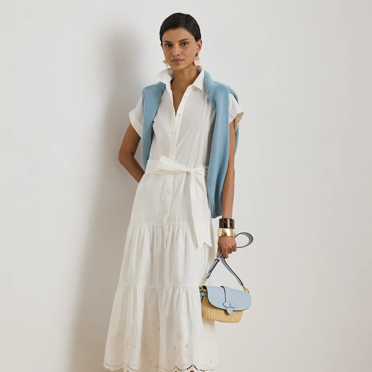 Eyelet Broadcloth Tiered Shirtdress by Ralph Lauren